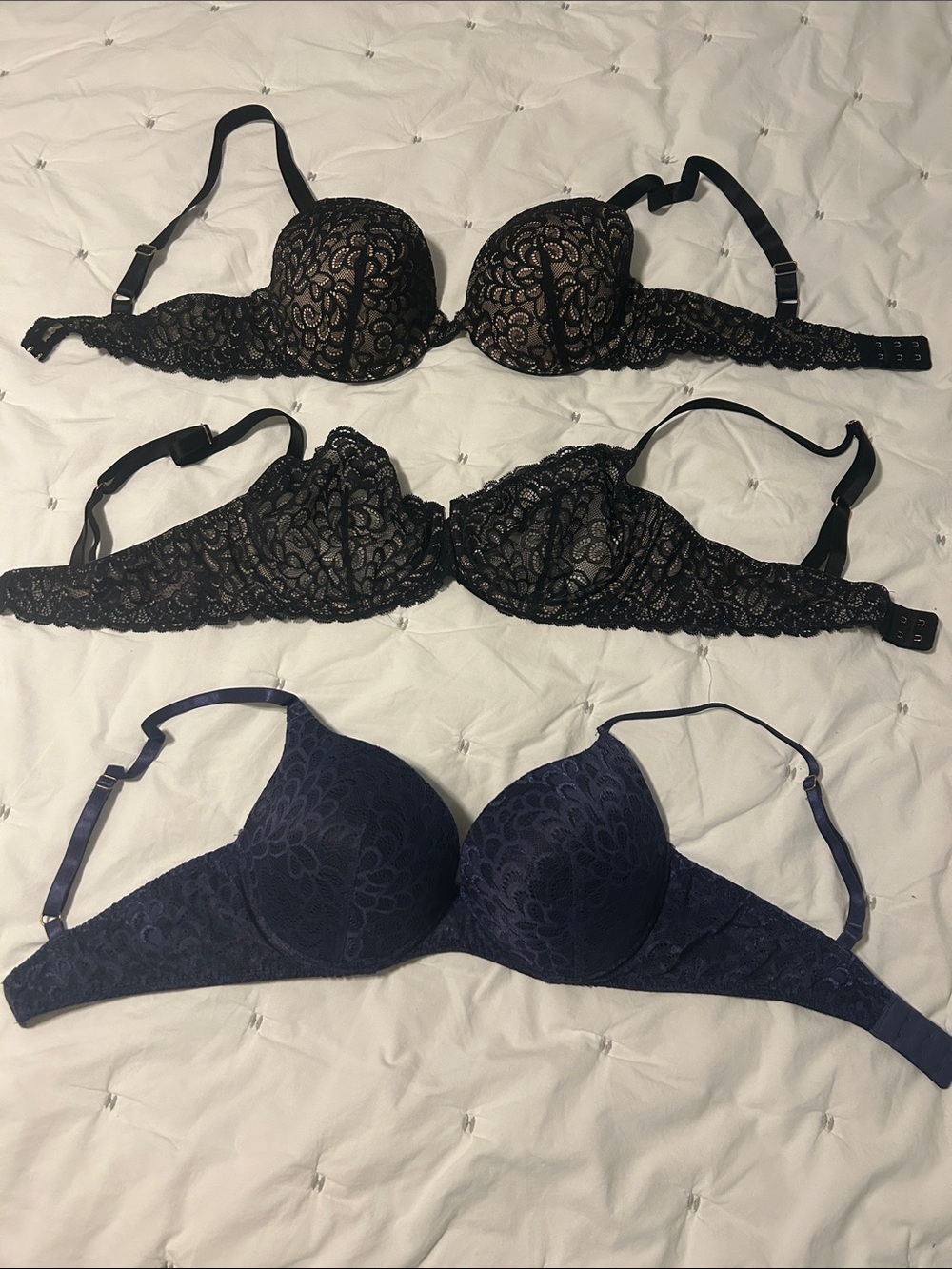 Black and Navy Lace Bras -various sizes